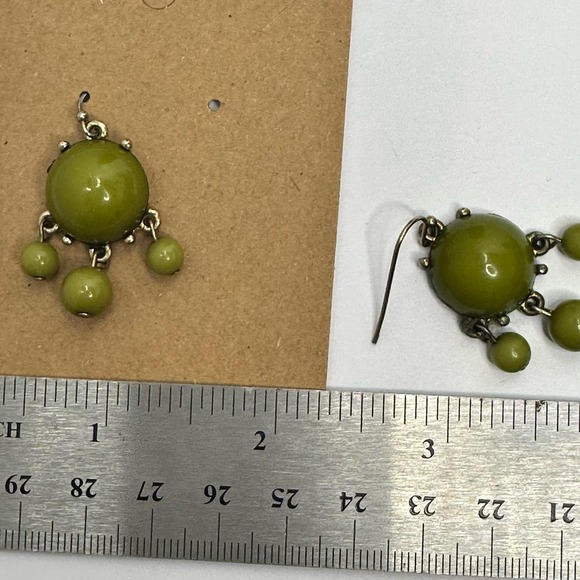 Green Drop Earrings Dangle Ball Earrings‎ Funky Earrings Statement Jewelry - Picture 8 of 10